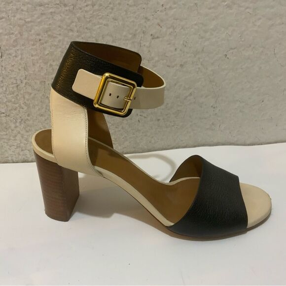 Chloe Bicolor Ankle-Cuff Sandal, Black And Cream Size 37.5 Chunk Stacked Heel,All Products : American Fashion Style Bags On Sale